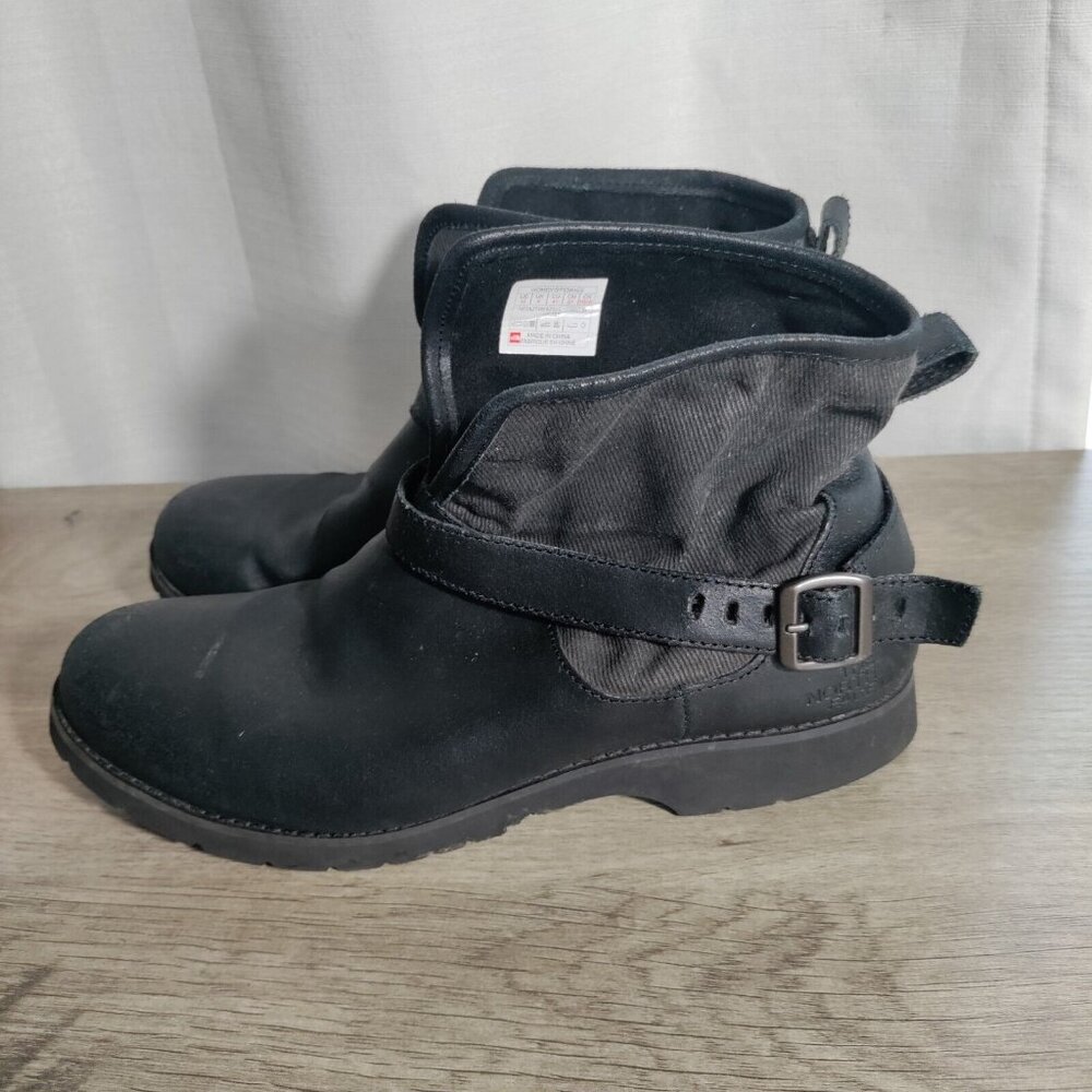 North Face Ballard Womens Pull On Boot Black Leather Size 10